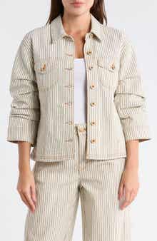 Democracy Stripe Ruched Sleeve Jacket