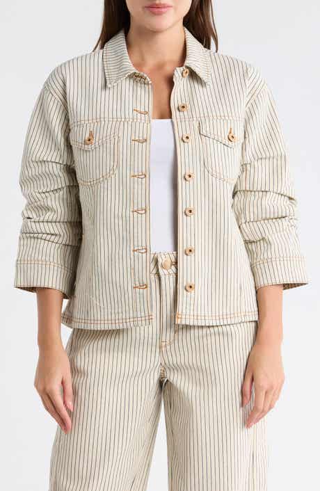 Democracy Stripe Ruched Sleeve Jacket
