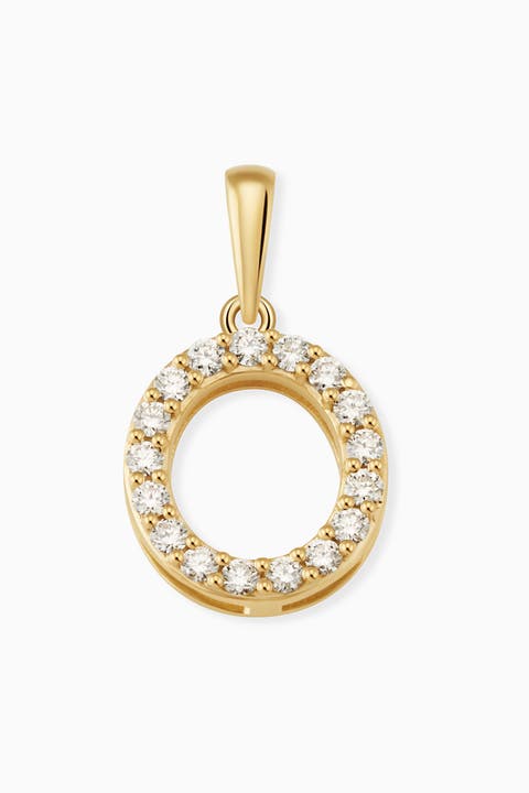 14K Gold Luxe Letter Diamond Initial Pendant Charm