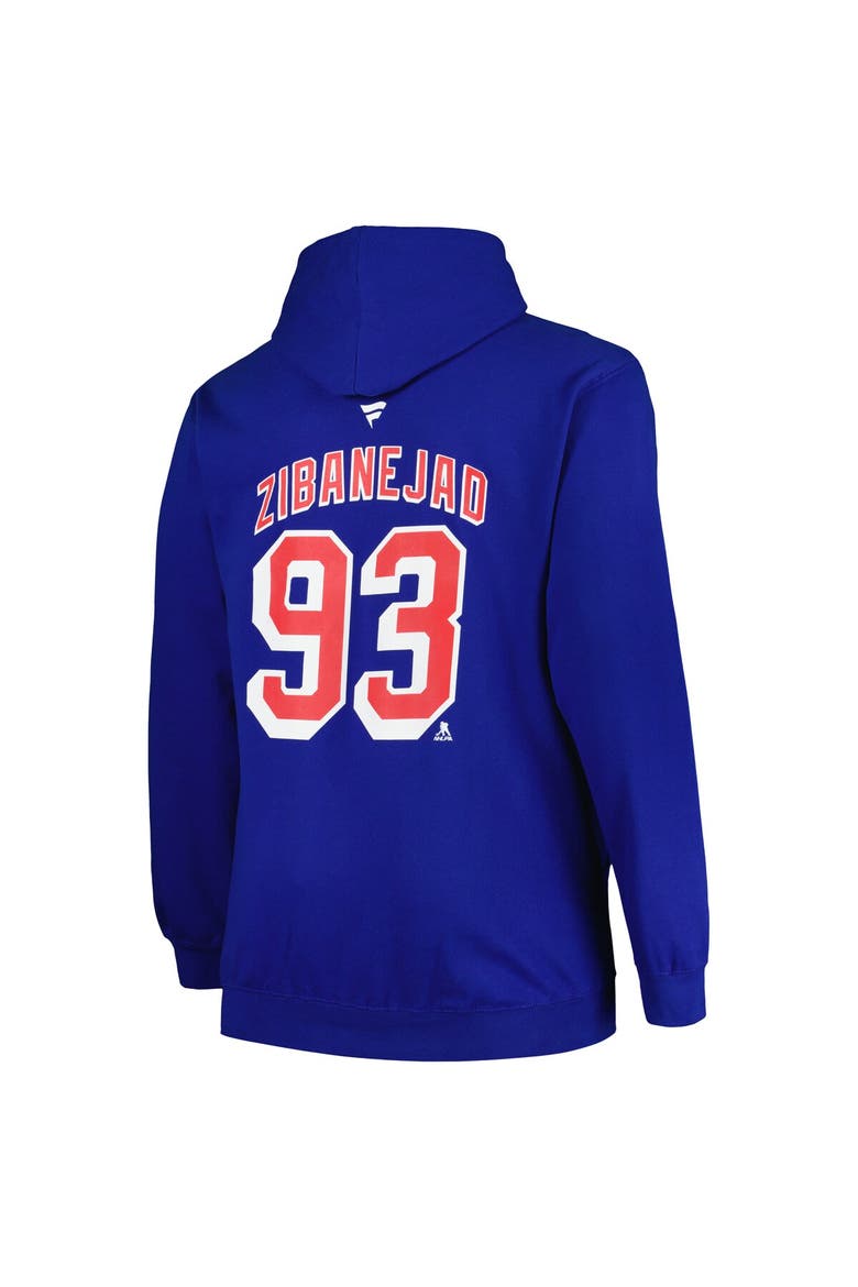 Men's Profile Mika Zibanejad Blue New York Rangers Big & Tall Name & Number Pullover Hoodie, Alternate, color, Blue
