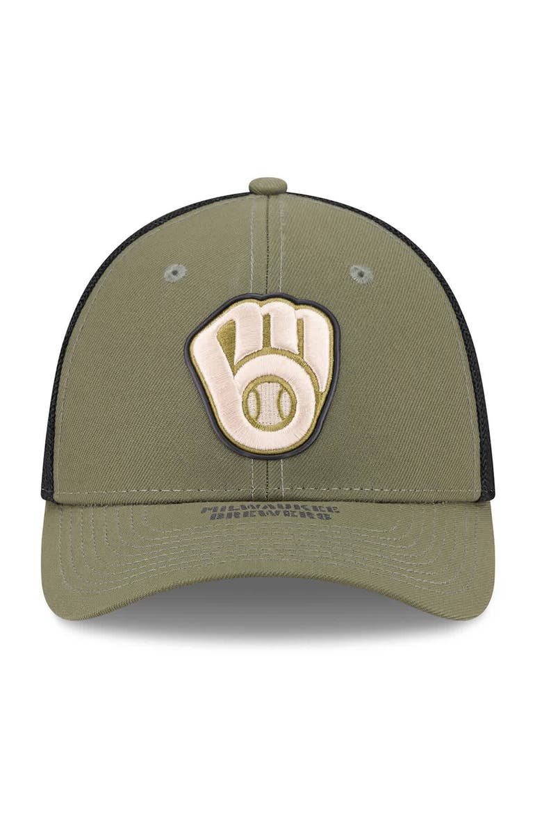 New Era Men's New Era  Olive Milwaukee Brewers 2026 Armed Forces Day 39THIRTY M-Crown Flex Hat, Alternate, color, Olive