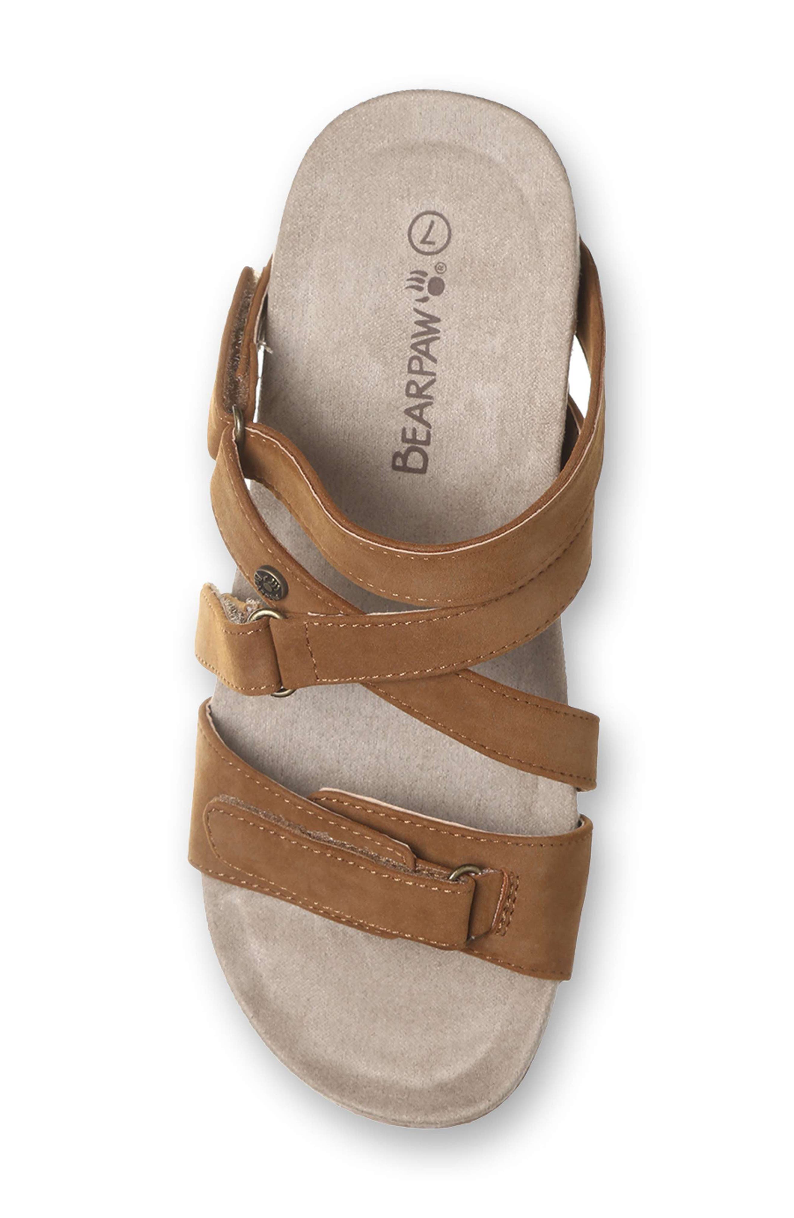 Acacia Faux Leather Slide Sandal, Alternate, color, BROWN