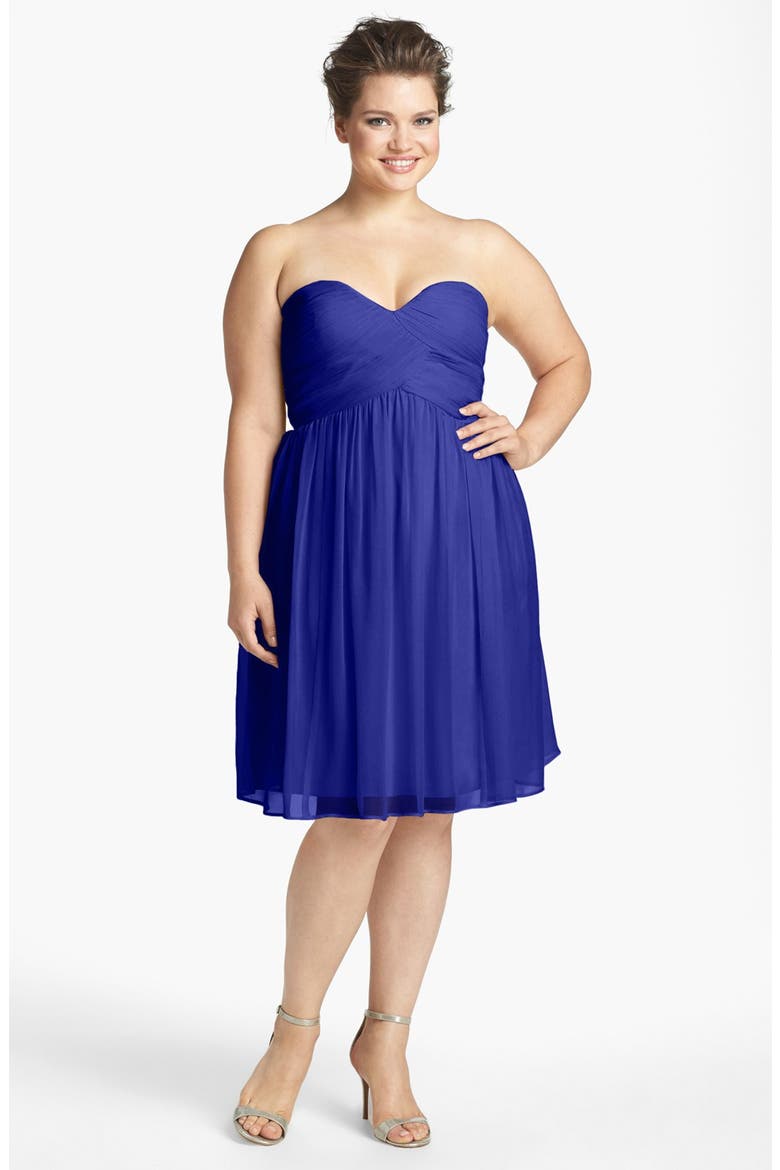 'Morgan' Strapless Silk Chiffon Dress, Alternate, color, ROYAL
