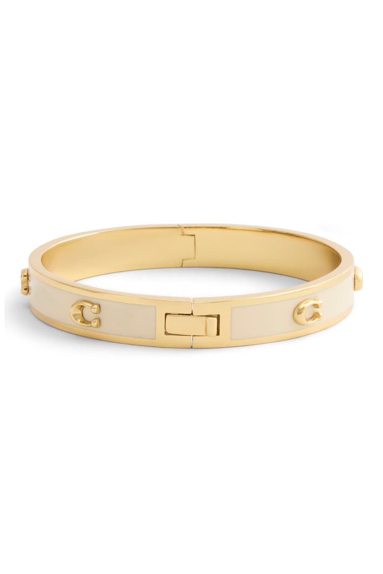Enamel C Hinge Bracelet, Alternate, color, CHALK/ GOLD