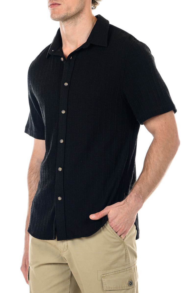 Original Paperbacks Reine Solid Short Sleeve Cotton Rib Button-Up Knit Shirt, Alternate, color, 