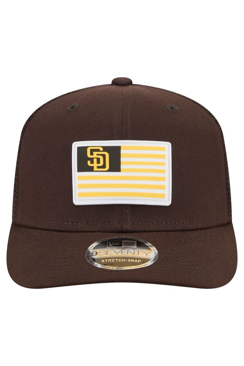 Men's New Era Brown San Diego Padres Flag 9SEVENTY Stretch-Snap Hat, Alternate, color, Brown