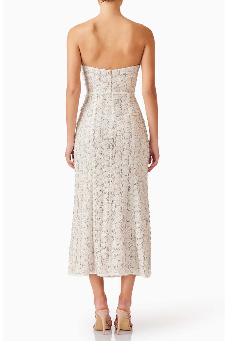 Cali Strapless Lace Midi Dress, Alternate, color, IVORYGOLD