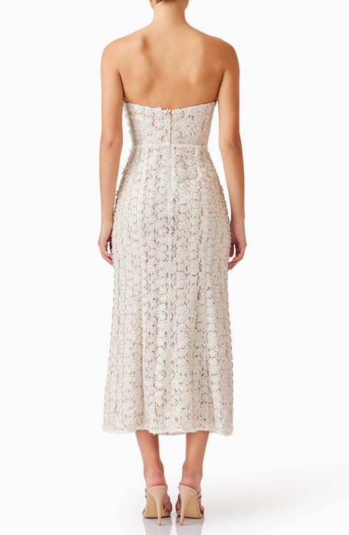 Elliatt Cali Strapless Lace Midi Dress In Ivorygold