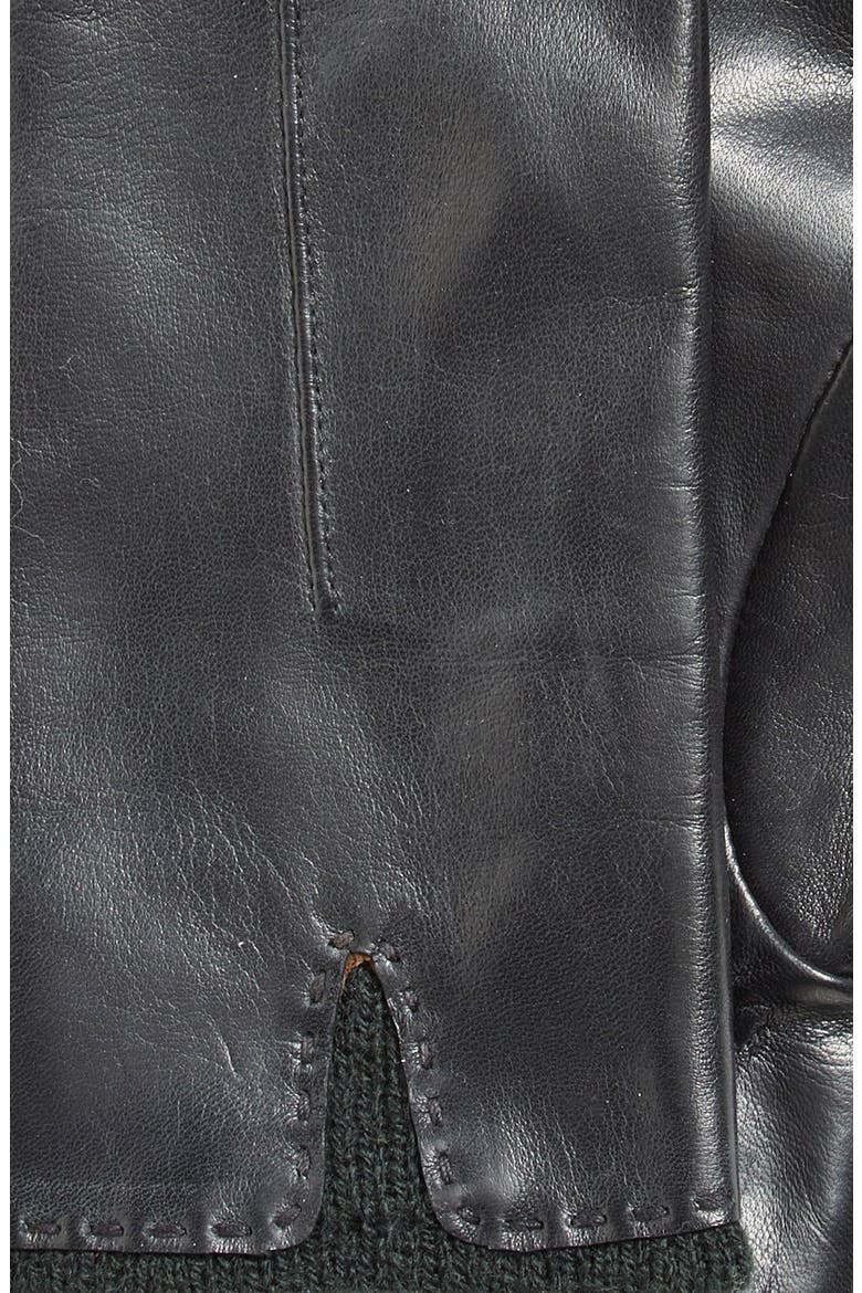 Knit Cuff Leather Gloves, Alternate, color, BLACK/ BLACK