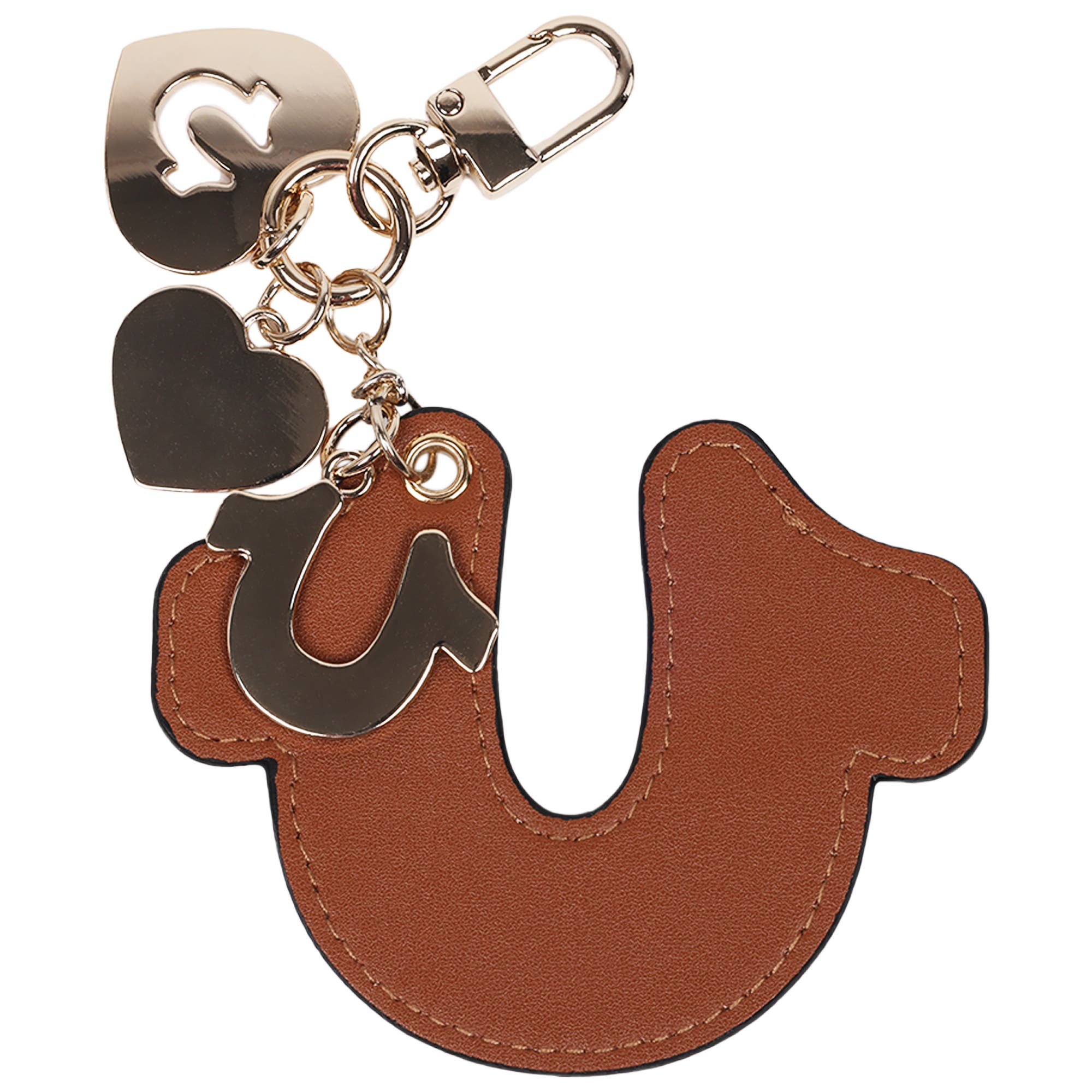 True Religion Embossed Horseshoe Bag Charm, Alternate, color, Cognac