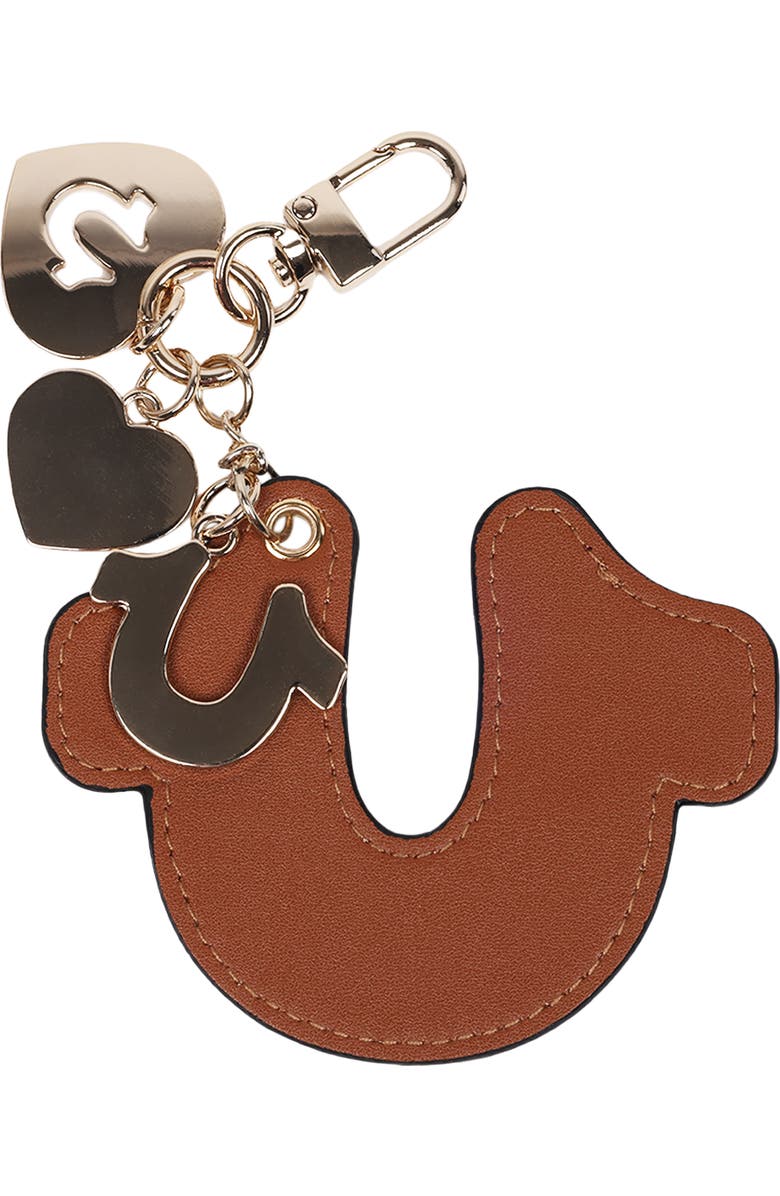 True Religion Embossed Horseshoe Bag Charm, Alternate, color, Cognac