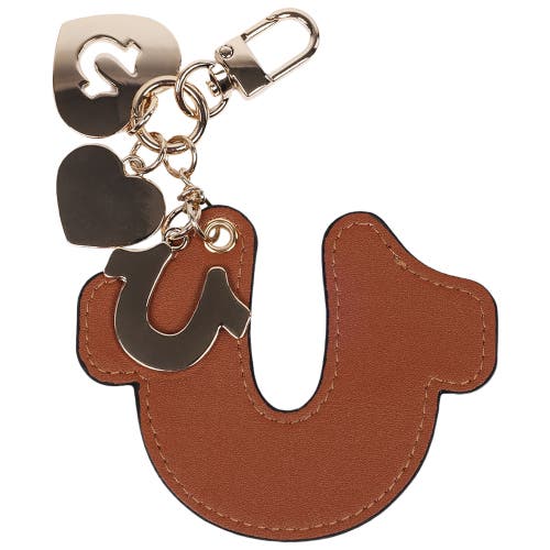 True Religion Embossed Horseshoe Bag Charm In Brown