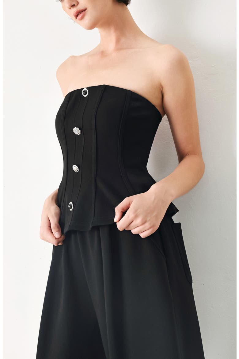 Peplum Tube Top, Alternate, color, BLACK