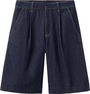 MANGO Pleated Denim Bermuda Shorts