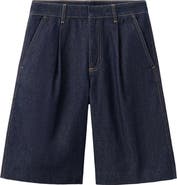 MANGO Pleated Denim Bermuda Shorts