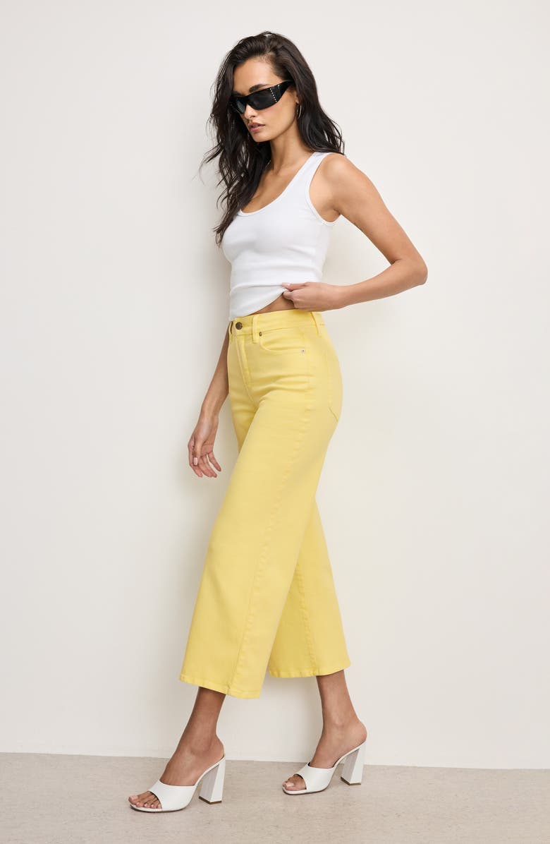 Good American Good Waist Crop Palazzo Jeans, Alternate, color, Lemon003