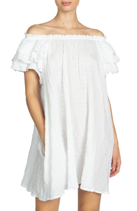 Fiona Ruffle Off the Shoulder Cover-Up Dress