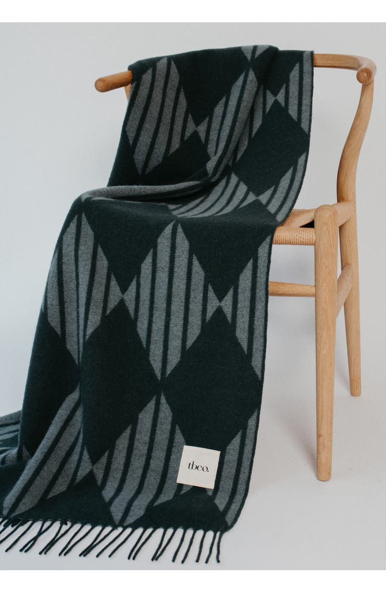 TBCo Lambswool Jaquard Throw Blanket, Alternate, color, Green Stripe Harlequin