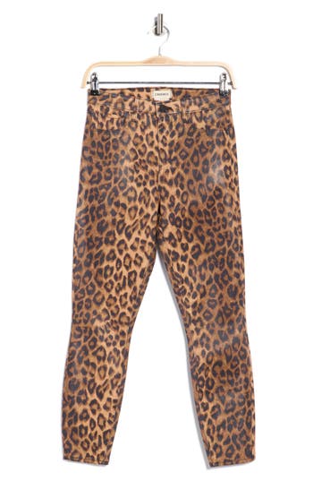 L'agence Margot Cheetah Print Coated Ankle Skinny Jeans In Brown