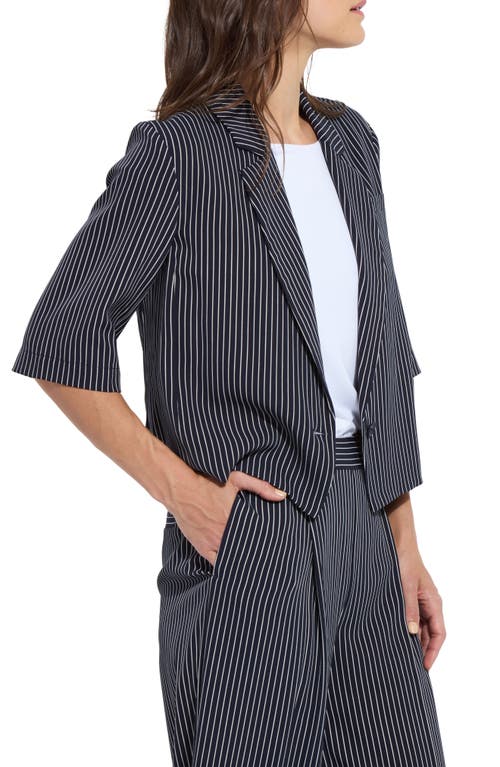 LYSSÉ LYSSÉ CLARETTE STRIPE ELBOW SLEEVE CROP JACKET