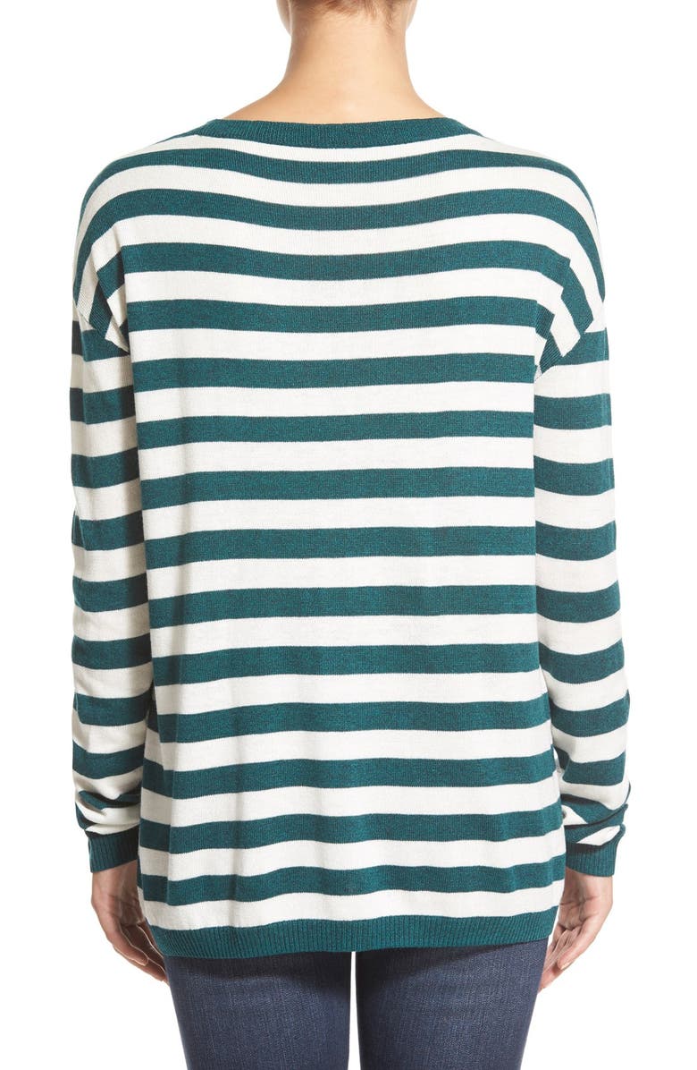 BP. Stripe Scoop Neck Pullover, Alternate, color, Teal Cyrus Alice Stp