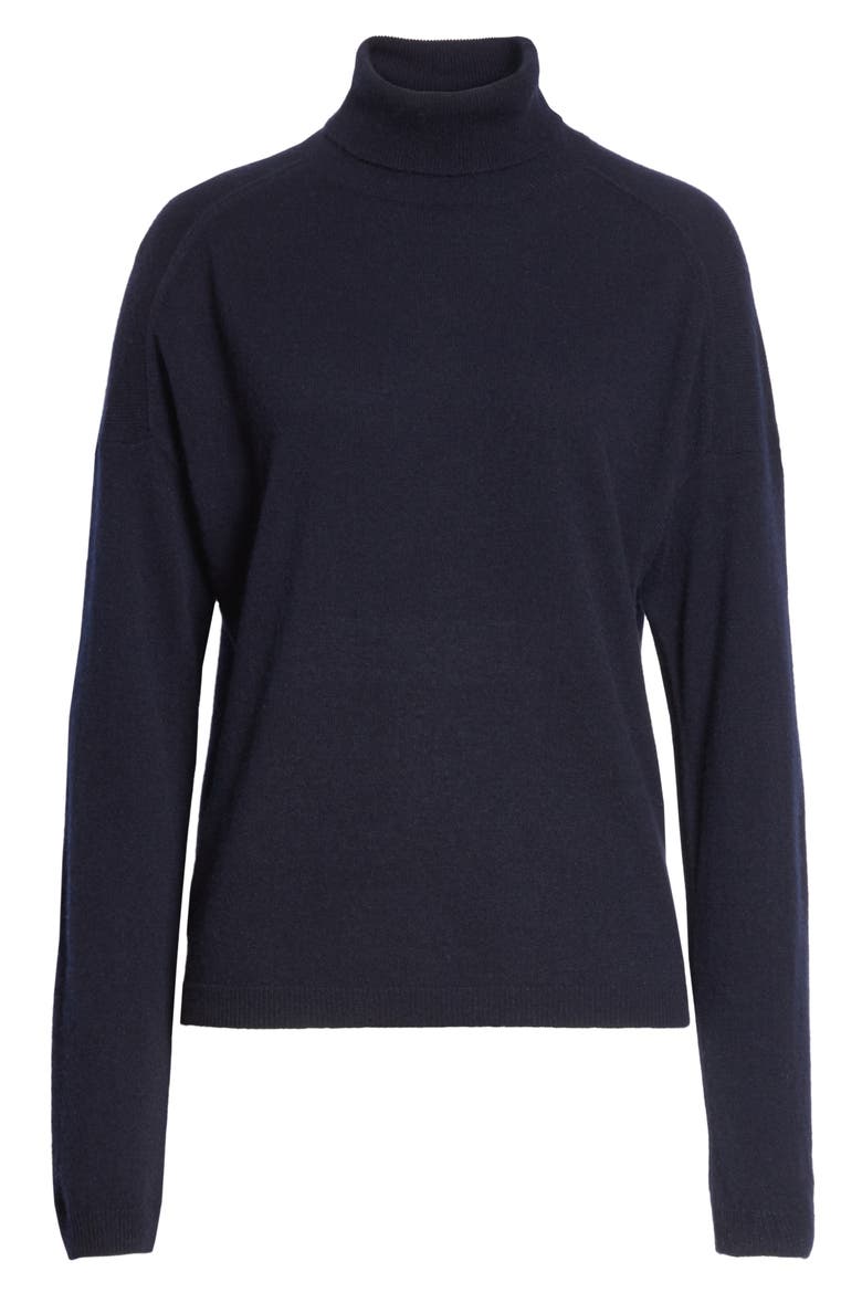 Cashmere Boxy Turtleneck Sweater, Alternate, color, COASTAL
