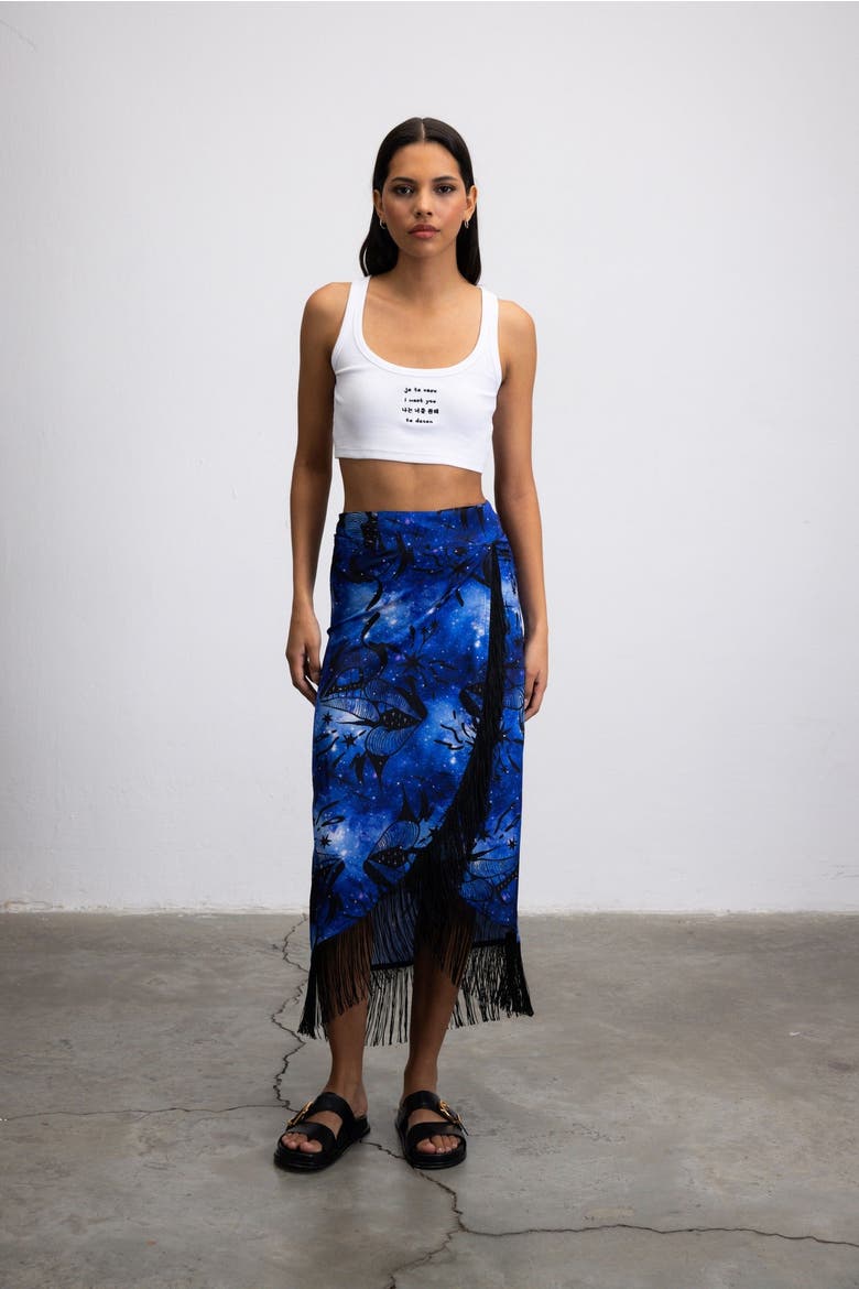 Kissplode Galaxy Printed Wrap Pareo, Main, color, Navy