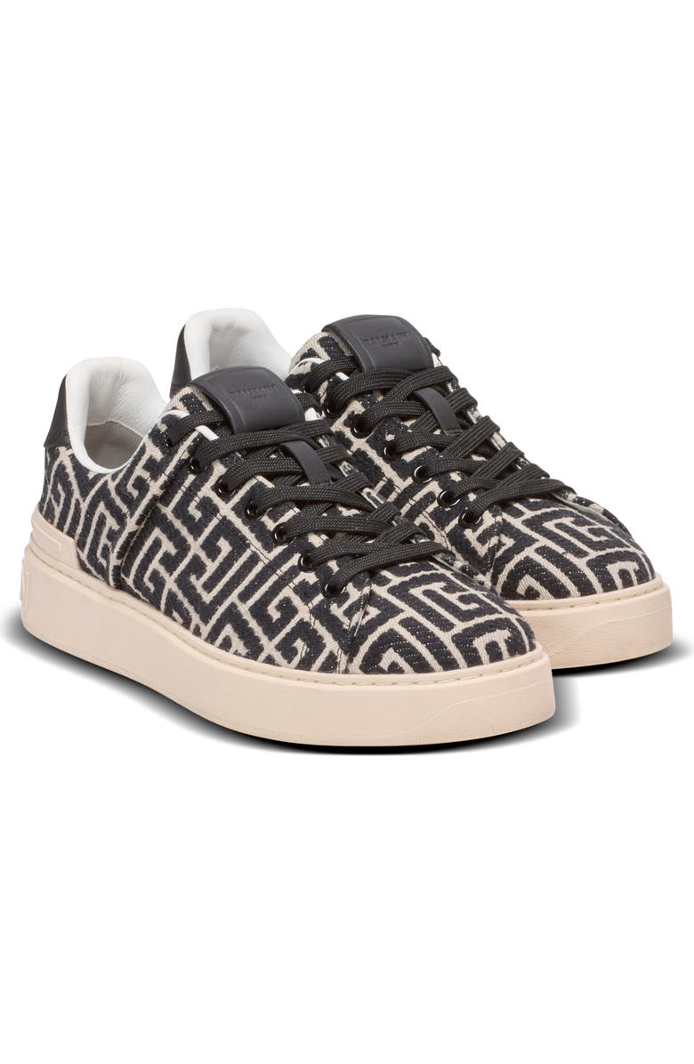 Balmain Monogram jacquard B-Court trainers, Main, color, Black