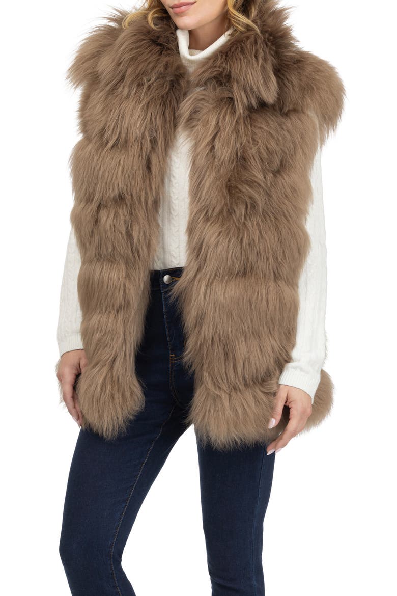 Genuine Shearling Vest, Alternate, color, CAMEL