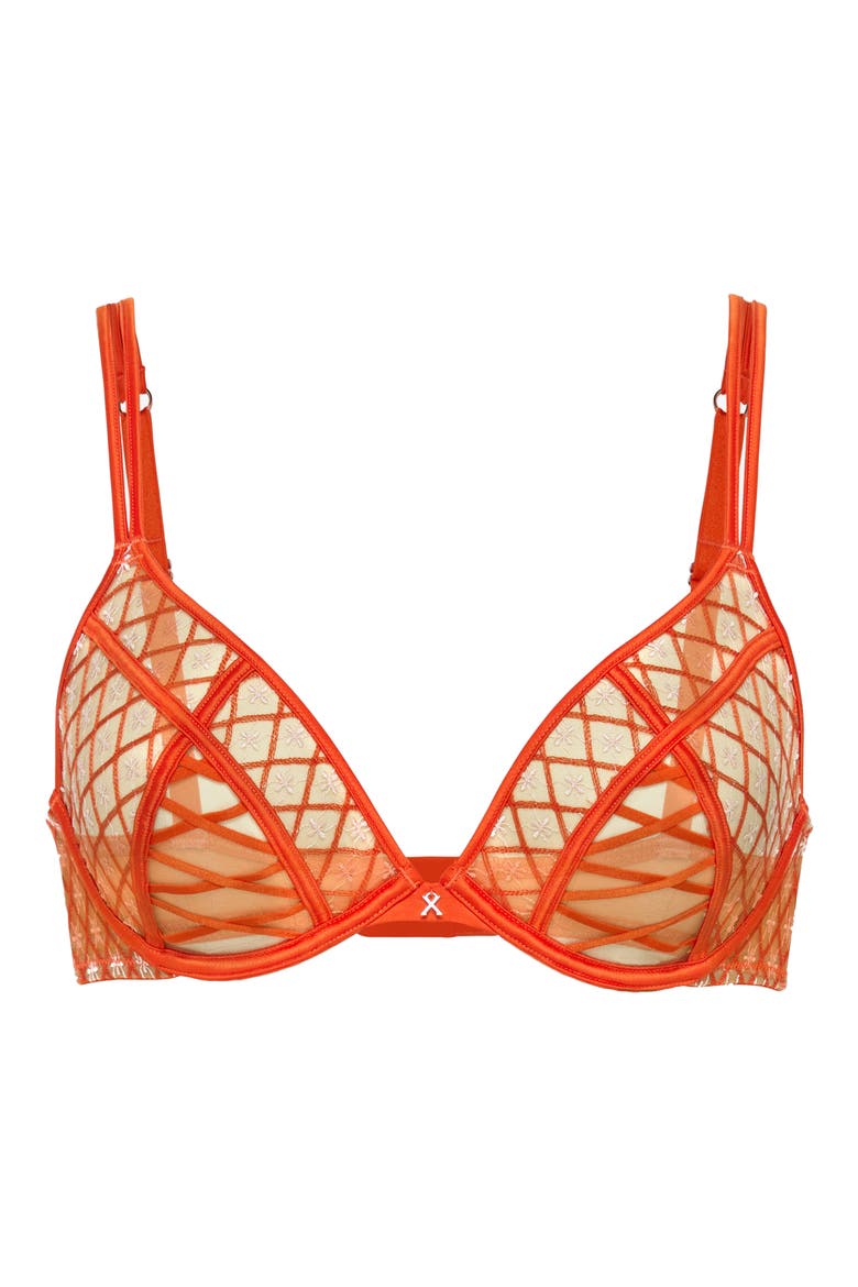 Lil' Tied Up Embroidered Unlined Bra, Alternate, color, RED TEMPO