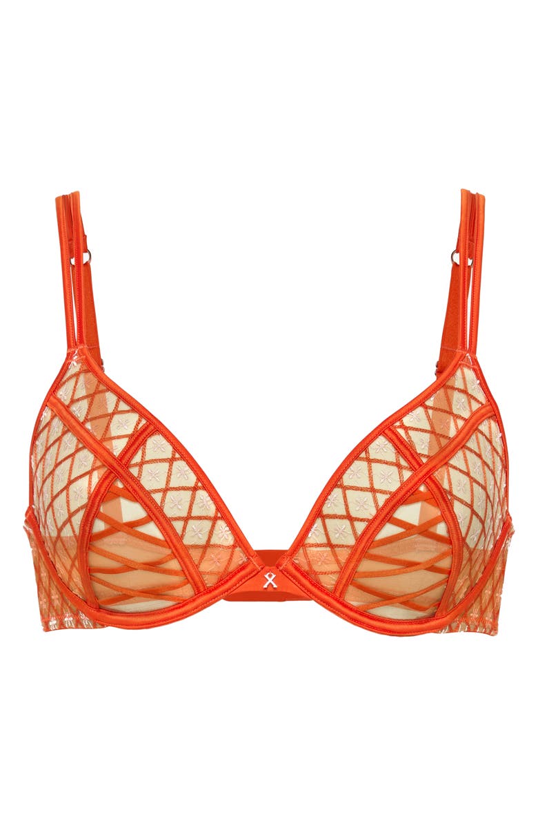 SAVAGE X FENTY Lil' Tied Up Embroidered Unlined Bra, Alternate, color, Red Tempo