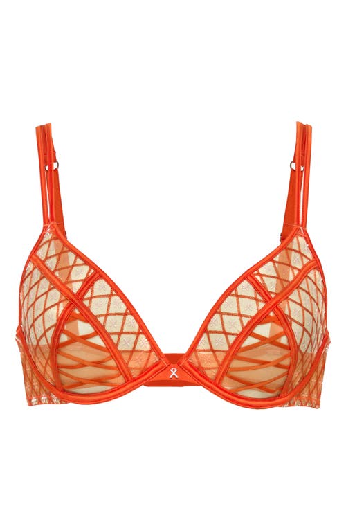 Savage X Fenty Lil' Tied Up Embroidered Unlined Bra In Orange
