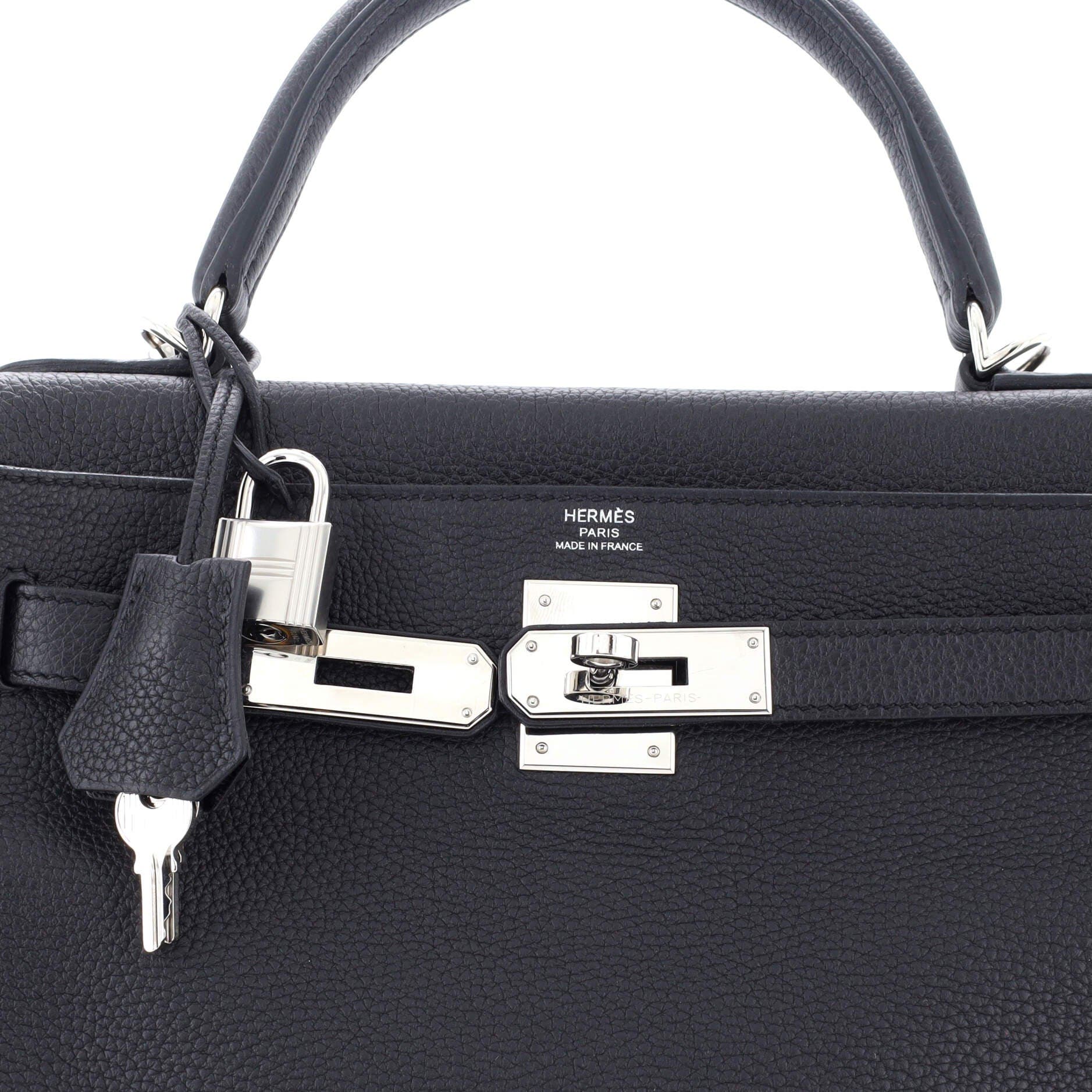 Pre-Owned Hermes Kelly Handbag Black Togo with Palladium Hardware 28, Alternate, color, 