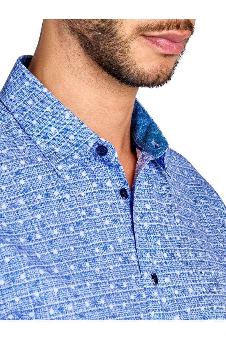 Slim Fit Denim Dot Recycled 4-Way Stretch Performance Long Sleeve Shirt, Alternate, color, BLUE