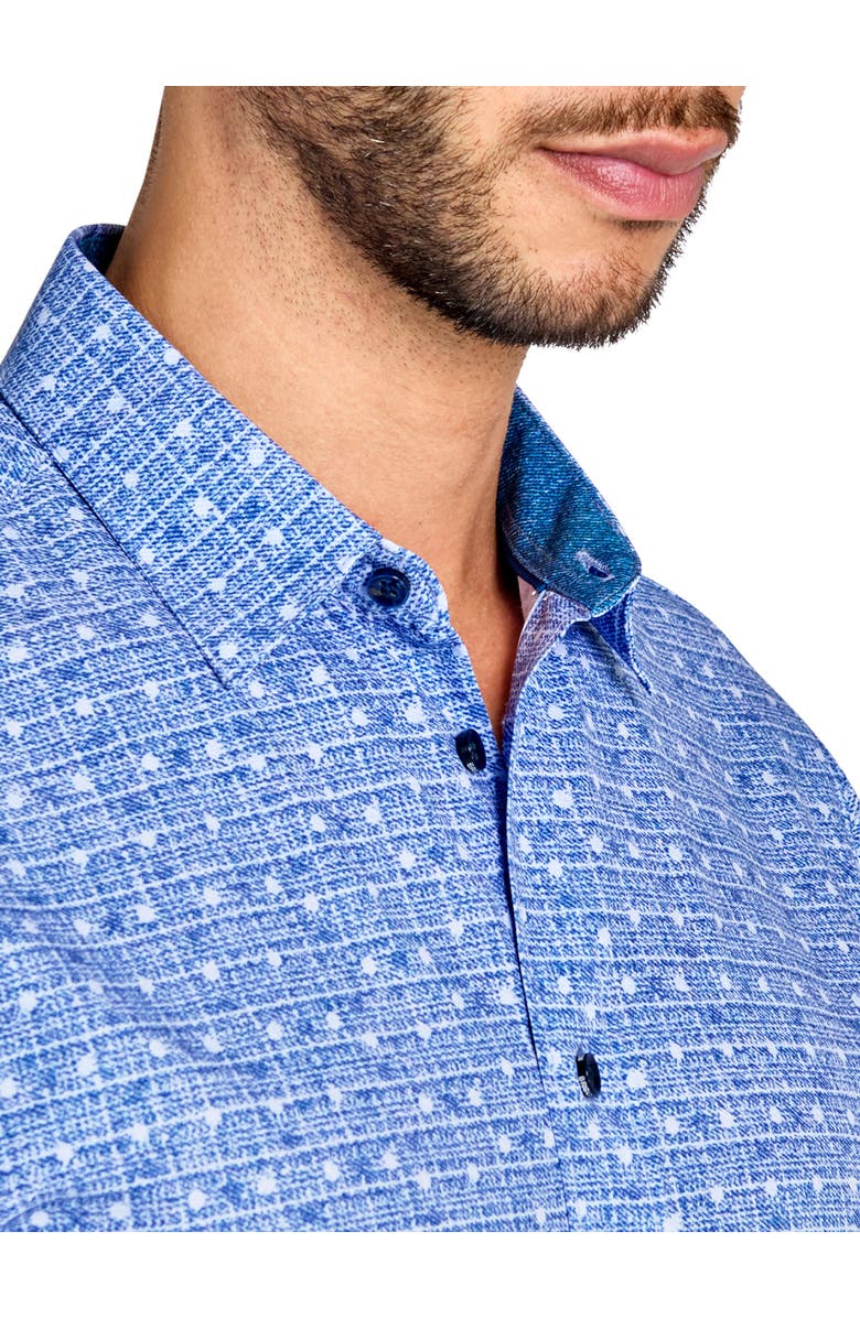 Brooklyn Brigade Slim Fit Denim Dot Recycled 4-Way Stretch Performance Long Sleeve Shirt, Alternate, color, Blue