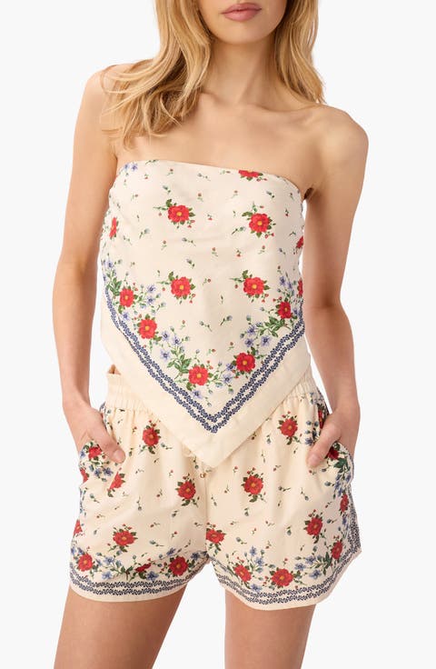 Juli Strapless Tie Back Silk Scarf Top
