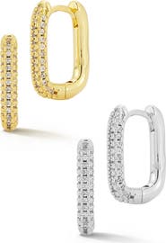GLAZE JEWELRY Set of 2 Pavé Huggie Hoop Earrings