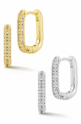 GLAZE JEWELRY Set of 2 Pavé Huggie Hoop Earrings