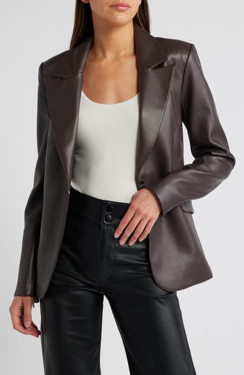 Sculpted Faux Leather Blazer (Regular & Plus)