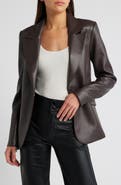 Good American Sculpted Faux Leather Blazer