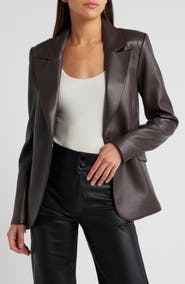 Good American Sculpted Faux Leather Blazer