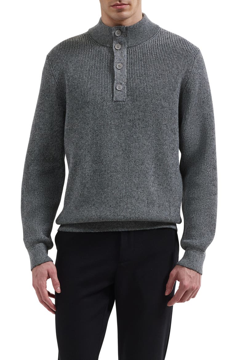 Wool & Cotton Mock Neck Sweater, Main, color, SMOKE GREY