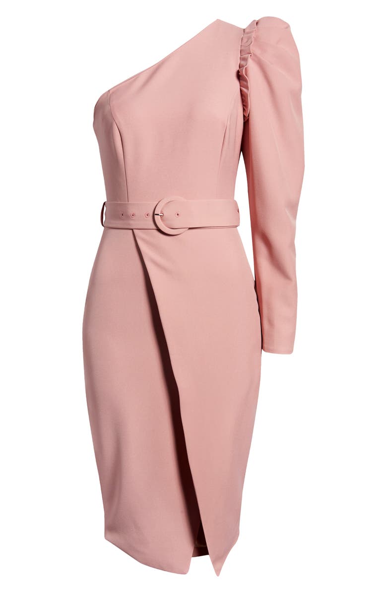 Lavish Alice One Shoulder Ruffle Puff Sleeve Dress, Alternate, color, 