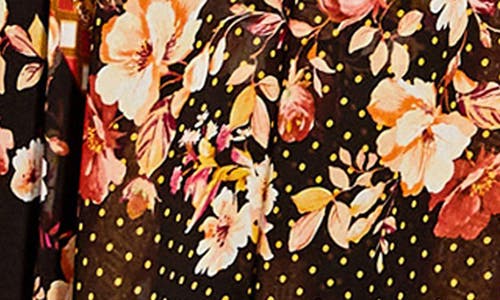 City Chic Falling Floral Long Sleeve Wrap Maxi Dress In Pink