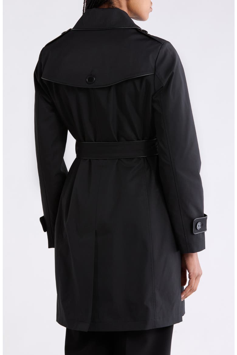 Double Breasted Long Trench Coat, Alternate, color, BLACK