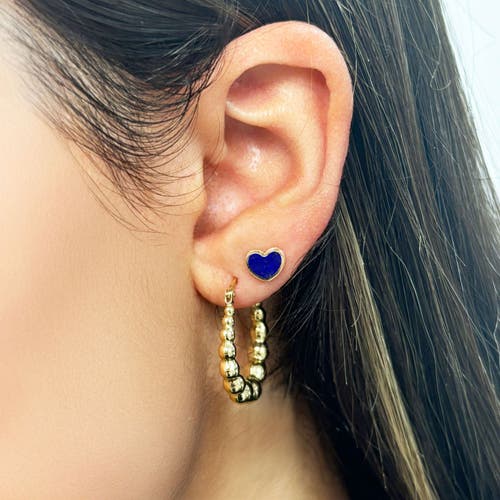 The Lovery Fine Jewelry Mini Lapis Heart Stud Earrings In Gold