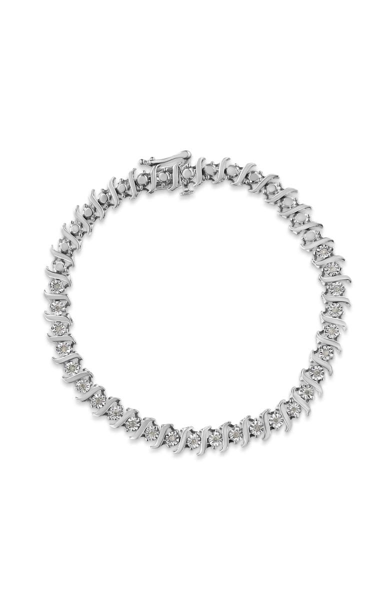 Haus of Brilliance Silver 1/4 Cttw Diamond Miracle-Set "S" Link Tennis Bracelet, Alternate, color, White