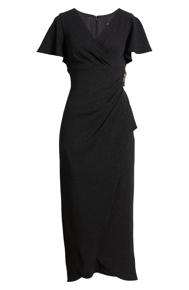 SL FASHIONS Glitter Flutter Sleeve Gown, Alternate, color,