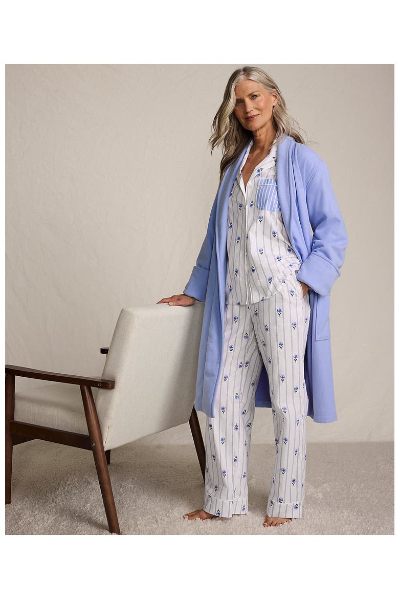 Cotton Poplin 2 Piece Pajama Set - Long Sleeve Top and Pants, Alternate, color, White/Blue Floral Stripe