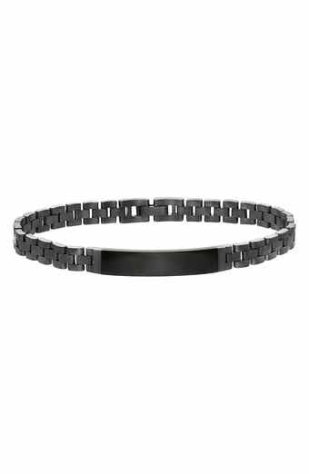 Black Sterling Silver Onyx Bar Chain Bracelet